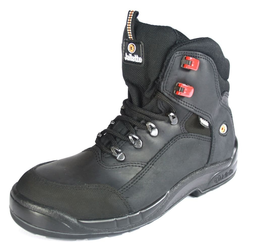 Jallatte Jaloscar JDR01 Mens Black Leather Safety Toecap Brogue Shoes Lace Up 
